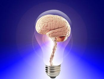 a brain in a clear lightbulb